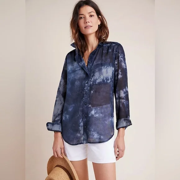 ANTHROPOLOGIE / PILCRO THE CATE CLASSIC TIE-DYE BUTTON DOWN SHIRT    LIKE NEW - Picture 4 of 11